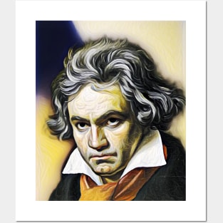 Ludwig van Beethoven Yellow Colourful Portrait | Ludwig van Beethoven Artwork 9 Posters and Art